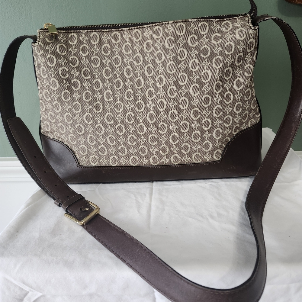 Vintage CELINE Brown and Cream Crossbody Bag - Picture 1 of 14